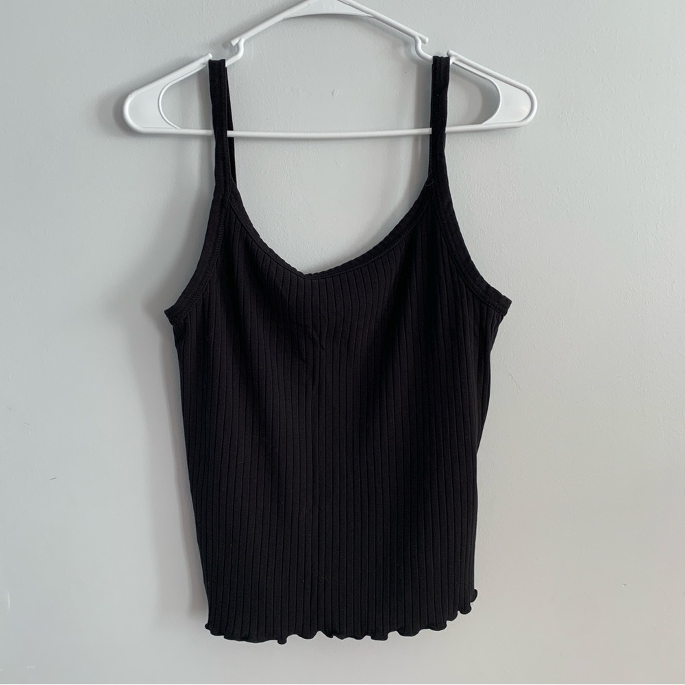 Black Ribbed Tank Top Scoop Neck Spaghetti Strap Size XL Tall Old Navy Camisole